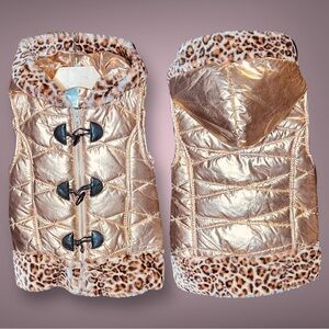 Little Lass Rose Gold Leopard Print Vest - Size 5
